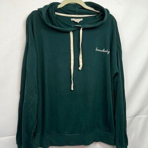 Magnolia Hunter Green Homebody embroidered pullover hooded sweatshirt EUC size M
